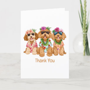 Vielen Dank Hawaiian Goldendoodle Hunde Blume Lei Dankeskarte