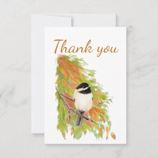 Vielen Dank Herbst Herbst Chickadee Bird Nature Ar Dankeskarte (Vorderseite)