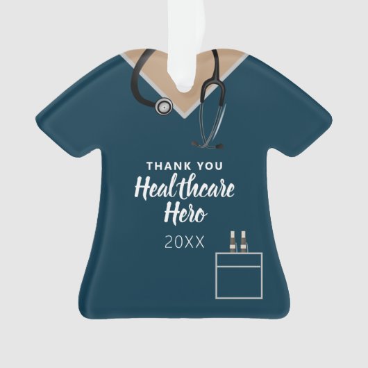 Vielen Dank, Hero Blue Scrub Custom Ornament (Vorderseite)