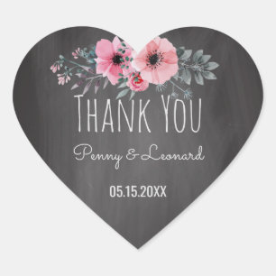 Vielen Dank, Herr Floral GASTGESCHENK HOCHZEIT Herz-Aufkleber