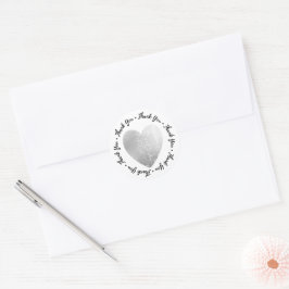 Vielen Dank ・ Herz Briefmarke Imitate Silver Foil Runder Aufkleber