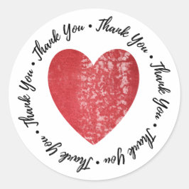 Vielen Dank ・ Herz Briefmarke Red Runder Aufkleber