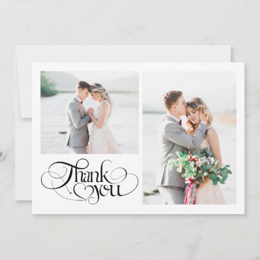 Vielen Dank Herz-Script-Foto Hochzeit Dankeskarte (Vorderseite)