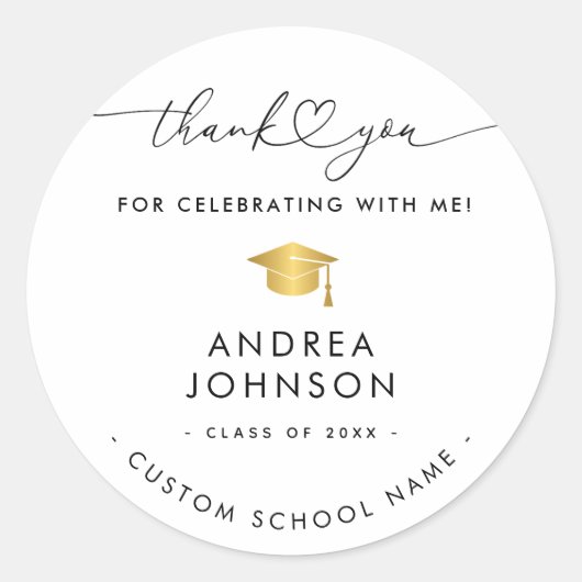 Vielen Dank, High School Uni-Abschluß Party Runder Aufkleber (Vorderseite)