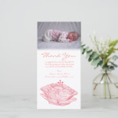 Vielen Dank Hinweis Baby Girl Foto Card Vorlage (Stehend Vorderseite)