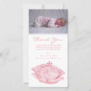 Vielen Dank Hinweis Baby Girl Foto Card Vorlage
