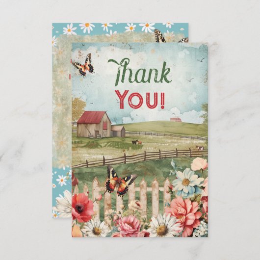 Vielen Dank Hinweis Farm Party Thema Dankeskarte (Vorne/Hinten)