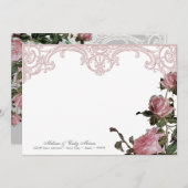 Vielen Dank Hinweis Flachkarten - Trellis Rose Vin Dankeskarte (Vorne/Hinten)