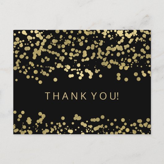 Vielen Dank Hinweis Gold Foil Confetti Postkarte (Vorderseite)