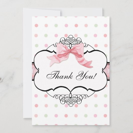 Vielen Dank Hinweis Karten - Französisch Bow Dot S (Vorderseite)