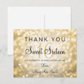 Vielen Dank Hinweis Sweet 16 Gold Glitzer Lights Postkarte (Vorne/Hinten)
