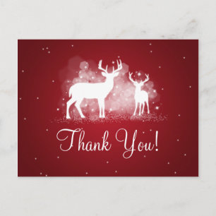 Vielen Dank Hinweis Winter Deer Sparkle Red Postkarte