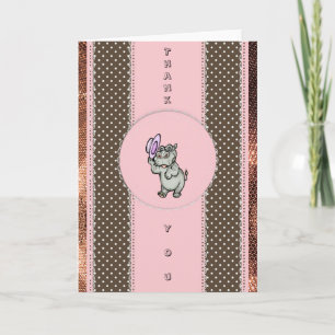 Vielen Dank Hippo Rose Gold Pink Dankeskarte