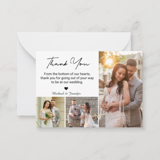 Vielen Dank Hochzeit 3 Fotos Collage einfach moder Mitteilungskarte (Vorderseite)