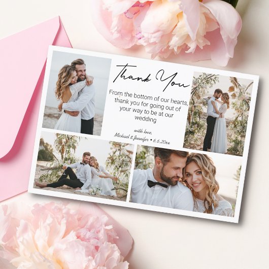 Vielen Dank Hochzeit 4 Fotos Collage minimalistisc Karte