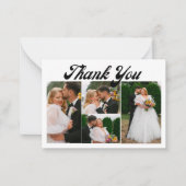 Vielen Dank Hochzeit 4 Fotos Collage Retro-Skript Mitteilungskarte (Vorderseite)