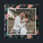 Vielen Dank Hochzeit Foto White Chic Handschrift Magnet<br><div class="desc">Hintergrund Elemente von freepik.com danke,  Hochzeitstag Foto,  moderne Handschrift,  floraler Hintergrund,  angepasster Magnet.</div>