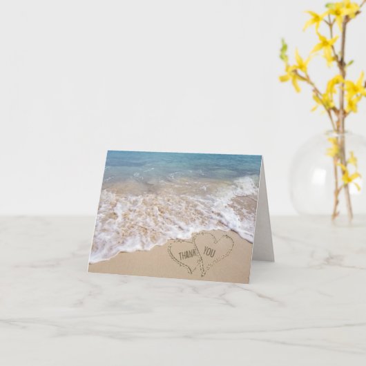 Vielen Dank Hochzeit Strandherzen Karte (Gelbe Blume)