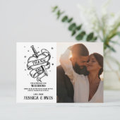 Vielen Dank Hochzeit Traditionelles Tattoo Heart F Dankeskarte (Stehend Vorderseite)