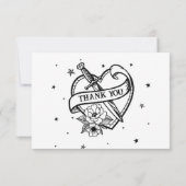 Vielen Dank Hochzeit Traditionelles Tattoo Heart F Dankeskarte (Rückseite)