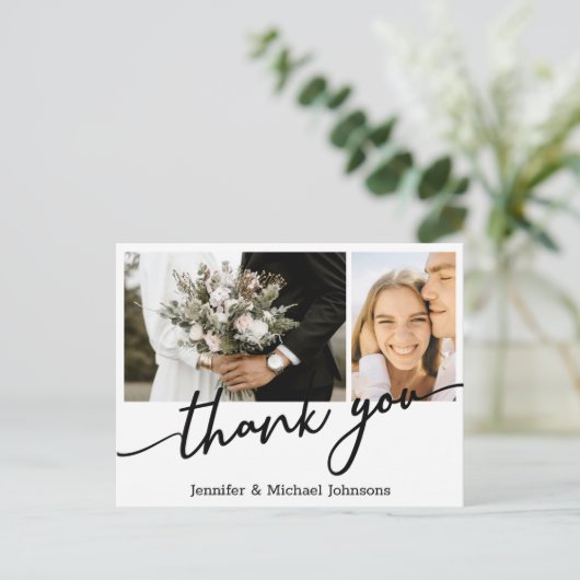 Vielen Dank, Hochzeitscollage, Custom Postkarte (Stehend Vorderseite)