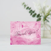Vielen Dank Hochzeitskarten mit rosa rosa Blume Postkarte (Stehend Vorderseite)