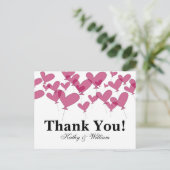 Vielen Dank Hochzeitskarten mit roten Herzballons Postkarte (Stehend Vorderseite)