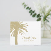 Vielen Dank Hochzeitskarten mit sandigem Palmenbil Postkarte (Stehend Vorderseite)