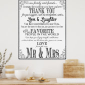 Vielen Dank Hochzeitszeichen Schwarz & Weiß Poster (Küche)