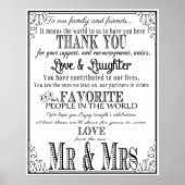 Vielen Dank Hochzeitszeichen Schwarz & Weiß Poster (Vorne)