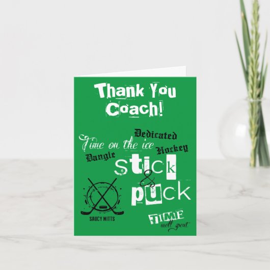 Vielen Dank, Hockey Coach Stick und Puck Time Gree Dankeskarte (Vorderseite)