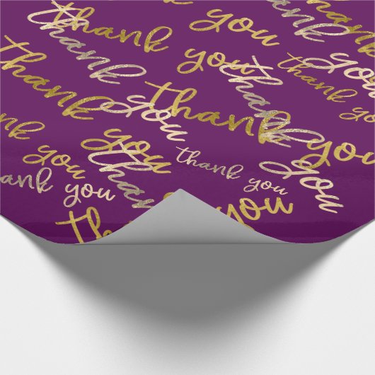 Vielen Dank Holograph Script Mermaid Gold Plum Geschenkpapier (Ecke)