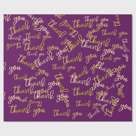 Vielen Dank Holograph Script Mermaid Gold Plum Geschenkpapier (Flach)