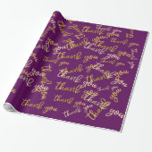 Vielen Dank Holograph Script Mermaid Gold Plum Geschenkpapier (Ungerollt)