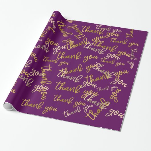 Vielen Dank Holograph Script Mermaid Gold Plum Geschenkpapier (Ungerollt)