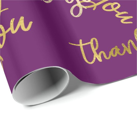 Vielen Dank Holograph Script Mermaid Gold Plum Geschenkpapier (Rolleneckpunkt)