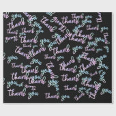 Vielen Dank Holograph Script Mermaid Pink Black Geschenkpapier (Flach)