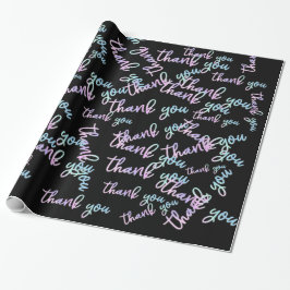 Vielen Dank Holograph Script Mermaid Pink Black Geschenkpapier