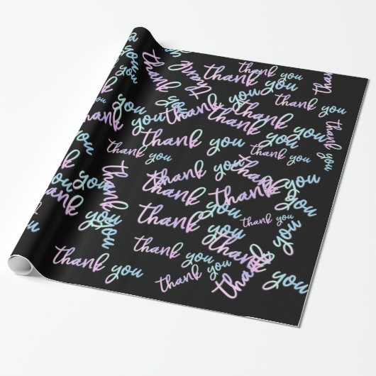 Vielen Dank Holograph Script Mermaid Pink Black Geschenkpapier (Ungerollt)