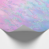 Vielen Dank Holograph Script Mermaid Pink Blue Geschenkpapier (Ecke)