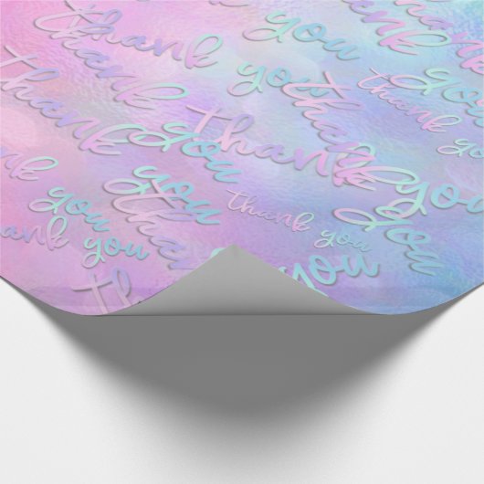 Vielen Dank Holograph Script Mermaid Pink Blue Geschenkpapier (Ecke)