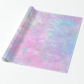 Vielen Dank Holograph Script Mermaid Pink Blue Geschenkpapier (Ungerollt)