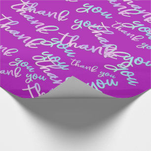 Vielen Dank Holograph Script Mermaid Pink Fuchsia Geschenkpapier