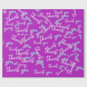 Vielen Dank Holograph Script Mermaid Pink Fuchsia Geschenkpapier (Flach)
