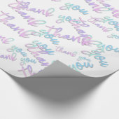 Vielen Dank Holograph Script Mermaid Pink White Geschenkpapier (Ecke)