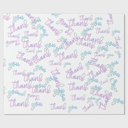 Vielen Dank Holograph Script Mermaid Pink White Geschenkpapier (Flach)