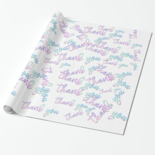 Vielen Dank Holograph Script Mermaid Pink White Geschenkpapier