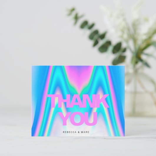 Vielen Dank, Holographic Iridescent Y2K Postkarte (Stehend Vorderseite)