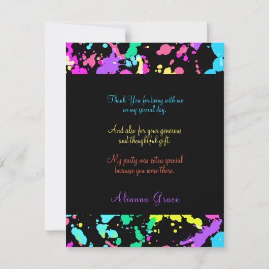 Vielen Dank Hübsch Neon Green Pink Red Turquoise Dankeskarte (Rückseite)