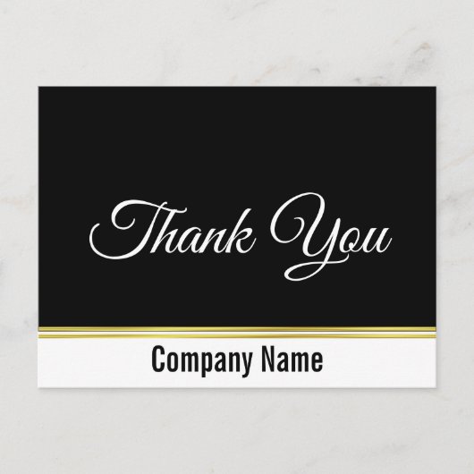 Vielen Dank Ihr Geschäftsname Schwarz-weiß Gold 2- Postkarte (Vorderseite)